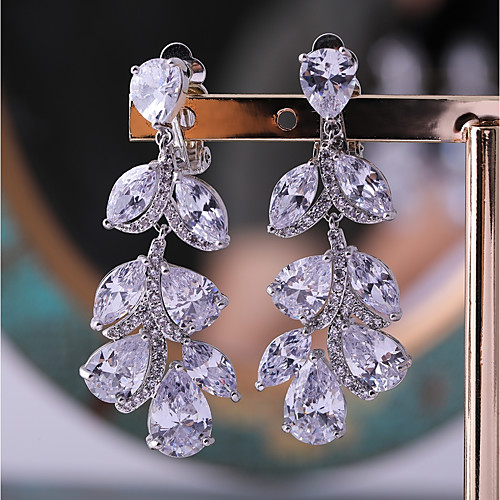 Women's Cubic Zirconia Stud Earrings Silver Plated Earrings Leaf Fashion Jewelry White For Wedding Evening Party One-piece Suit
Women's Cubic Zirconia Stud Earrings Silver Plated Earrings Leaf Fashion Jewelry White For Wedding Evening Party One-piece Suit