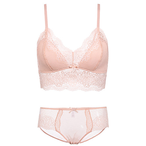 Women's Wireless Lace Bras Full Coverage Bras & Panties Sets Solid Colored Floral Black Blushing Pink Beige
Women's Wireless Lace Bras Full Coverage Bras & Panties Sets Solid Colored Floral Black Blushing Pink Beige