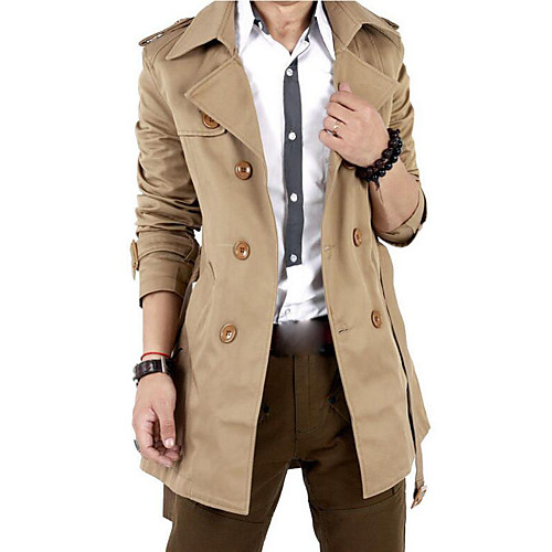 Men's Going out / Weekend Fall / Winter Long Trench Coat, Solid Colored Shirt Collar Long Sleeve Cotton / Polyester Oversized Black / Khaki / Slim
Men's Going out / Weekend Fall / Winter Long Trench Coat, Solid Colored Shirt Collar Long Sleeve Cotton / Polyester Oversized Black / Khaki / Slim
