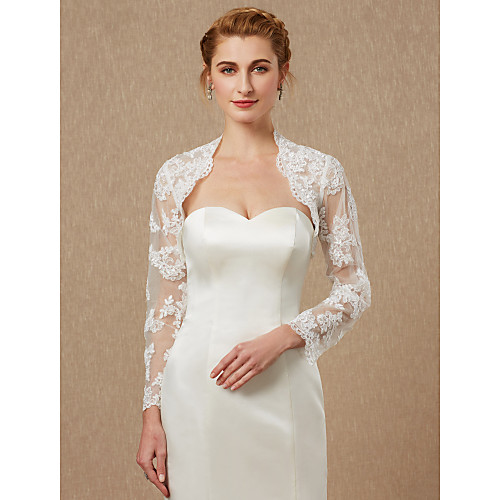 Long Sleeve Lace / Tulle Wedding / Party / Evening Women's Wrap With Appliques / Lace Shrugs
Long Sleeve Lace / Tulle Wedding / Party / Evening Women's Wrap With Appliques / Lace Shrugs