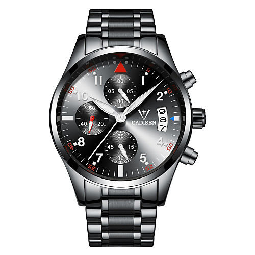 CADISEN Men's Sport Watch Wrist Watch Quartz Stainless Steel Black / Silver 30 m Water Resistant / Waterproof Calendar / date / day Chronograph Analog Casual Fashion - Black Black / Silver Two Years
CADISEN Men's Sport Watch Wrist Watch Quartz Stainless Steel Black / Silver 30 m Water Resistant / Waterproof Calendar / date / day Chronograph Analog Casual Fashion - Black Black / Silver Two Years