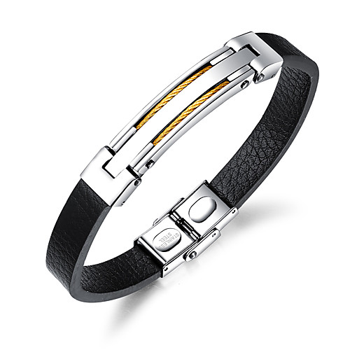Men's Bracelet Bangles ID Bracelet Leather Bracelet Leather Fashion Bracelet Jewelry Gold / Black / Silver For Daily Going out
Men's Bracelet Bangles ID Bracelet Leather Bracelet Leather Fashion Bracelet Jewelry Gold / Black / Silver For Daily Going out