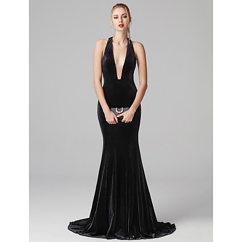 Mermaid / Trumpet Plunging Neck Sweep / Brush Train Velvet Open Back Cocktail Party / Prom / Formal Evening Dress with Pleats by TS Couture
Mermaid / Trumpet Plunging Neck Sweep / Brush Train Velvet Open Back Cocktail Party / Prom / Formal Evening Dress with Pleats by TS Couture