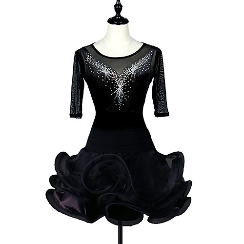 Latin Dance Dresses Women's Training Spandex Satin Tulle Georgette Crystals / Rhinestones 3/4 Length Sleeves High Dress
Latin Dance Dresses Women's Training Spandex Satin Tulle Georgette Crystals / Rhinestones 3/4 Length Sleeves High Dress
