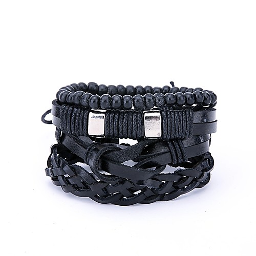 4pcs Men's Wrap Bracelet Statement Leather Bracelet Jewelry Black For Daily Street
4pcs Men's Wrap Bracelet Statement Leather Bracelet Jewelry Black For Daily Street