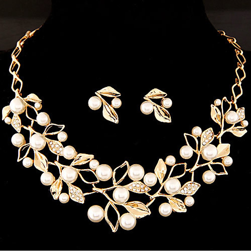 Women's Jewelry Set Leaf Flower Sweet Imitation Pearl Earrings Jewelry Gold / Silver For Wedding Party
Women's Jewelry Set Leaf Flower Sweet Imitation Pearl Earrings Jewelry Gold / Silver For Wedding Party