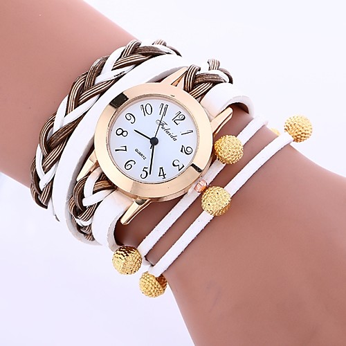 

Women's Wrist Watch Wrap Bracelet Watch Quartz Quilted PU Leather Black / White / Blue Casual Watch Analog Ladies Casual Fashion - Fuchsia Red Blue One Year Battery Life