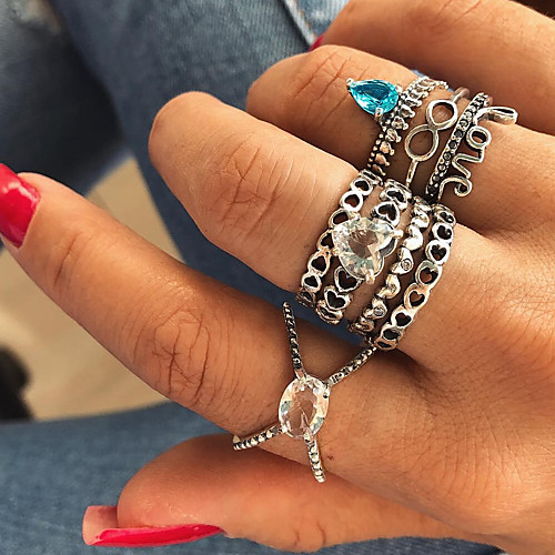 Сплав Сердце В форме короны Ring Set - 8шт Круглый / В форме короны Классический / Мода Серебряный Кольцо Назначение Повседневные /
