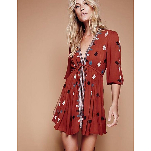 Women's Boho Daily Boho Sheath Dress - Geometric Print Deep V Spring Black Red S M L
Women's Boho Daily Boho Sheath Dress - Geometric Print Deep V Spring Black Red S M L