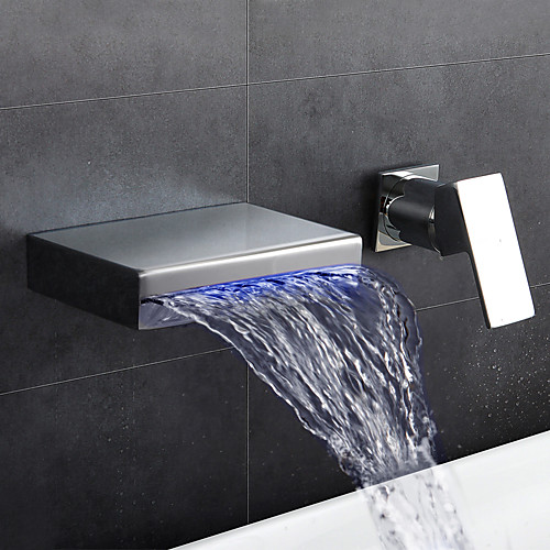 Bathroom Sink Faucet - Waterfall / Widespread Chrome Wall Mounted Single Handle Two HolesBath Taps / Brass
Bathroom Sink Faucet - Waterfall / Widespread Chrome Wall Mounted Single Handle Two HolesBath Taps / Brass