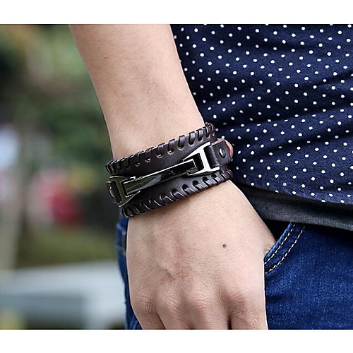 2pcs Men's Geometrical Chain Bracelet Leather Bracelet Leather Drop Simple Vintage Bracelet Jewelry Black / Brown For Christmas Daily
2pcs Men's Geometrical Chain Bracelet Leather Bracelet Leather Drop Simple Vintage Bracelet Jewelry Black / Brown For Christmas Daily
