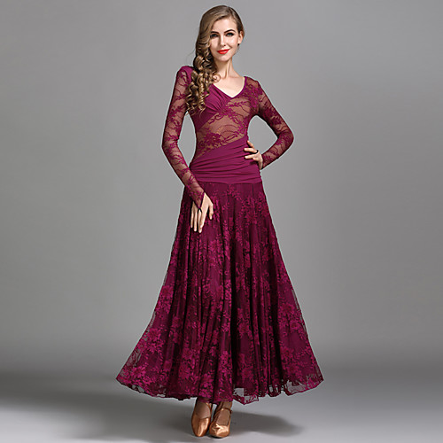Ballroom Dance Dresses Women's Performance Lace / Tulle / Milk Fiber Ruching / Split Joint Long Sleeve High Dress
Ballroom Dance Dresses Women's Performance Lace / Tulle / Milk Fiber Ruching / Split Joint Long Sleeve High Dress