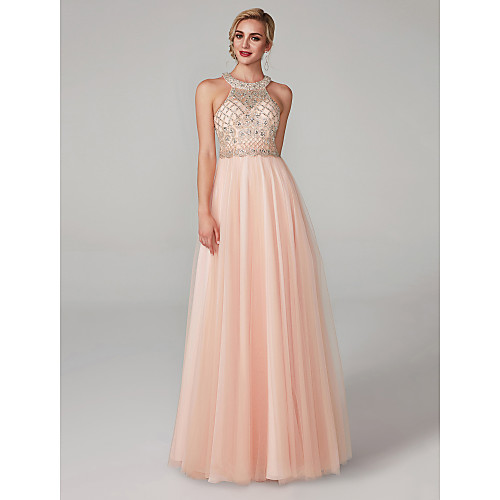 A-Line Halter Neck Floor Length Tulle Cocktail Party / Prom / Formal Evening Dress with Beading / Buttons by TS Couture
A-Line Halter Neck Floor Length Tulle Cocktail Party / Prom / Formal Evening Dress with Beading / Buttons by TS Couture