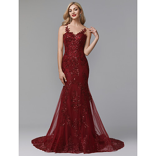 Mermaid / Trumpet Sweetheart Neckline Court Train Satin / Lace Over Tulle See Through Formal Evening Dress with Beading / Appliques by TS Couture
Mermaid / Trumpet Sweetheart Neckline Court Train Satin / Lace Over Tulle See Through Formal Evening Dress with Beading / Appliques by TS Couture