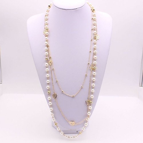 Women's Long Double Layered Necklace Long Necklace Imitation Pearl Flower Ladies Classic Fashion Gold 565 cm Necklace Jewelry 1pc For Daily
Women's Long Double Layered Necklace Long Necklace Imitation Pearl Flower Ladies Classic Fashion Gold 565 cm Necklace Jewelry 1pc For Daily
