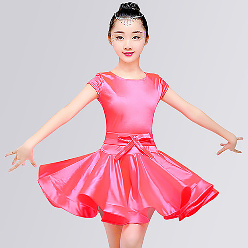 Latin Dance Dresses Girls' Training / Performance Elastane Satin Bow / Ruching Short Sleeve Natural Dress
Latin Dance Dresses Girls' Training / Performance Elastane Satin Bow / Ruching Short Sleeve Natural Dress