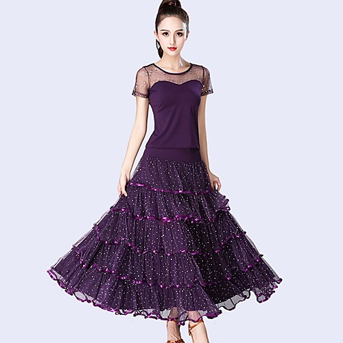 Ballroom Dance Outfits Women's Performance Tulle / Milk Fiber Ruching / Split Joint / Paillette Short Sleeve Natural Skirts / Top
Ballroom Dance Outfits Women's Performance Tulle / Milk Fiber Ruching / Split Joint / Paillette Short Sleeve Natural Skirts / Top