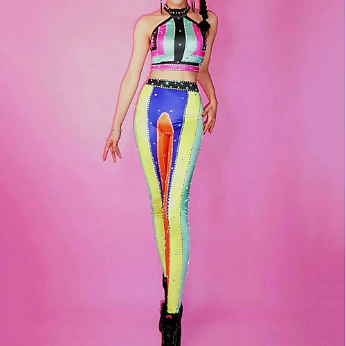 Exotic Dancewear Nightclub Jumpsuits / Clubwear / Club Costume Women's Performance Spandex Crystals / Rhinestones Sleeveless High Vest / Pants
Exotic Dancewear Nightclub Jumpsuits / Clubwear / Club Costume Women's Performance Spandex Crystals / Rhinestones Sleeveless High Vest / Pants