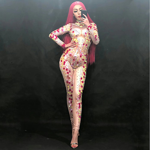 Exotic Dancewear Rhinestone Bodysuit / Nightclub Jumpsuits / Club Costume Women's Performance Spandex Crystals / Rhinestones / Paillette Long Sleeve Natural Leotard / Onesie
Exotic Dancewear Rhinestone Bodysuit / Nightclub Jumpsuits / Club Costume Women's Performance Spandex Crystals / Rhinestones / Paillette Long Sleeve Natural Leotard / Onesie