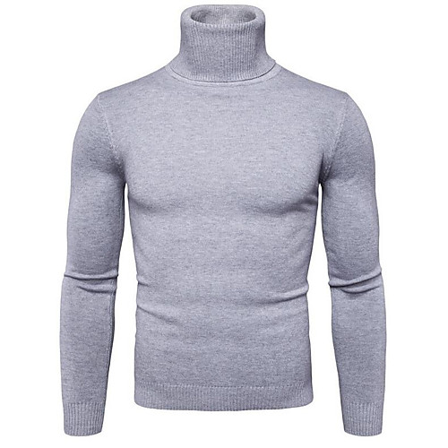 

Men's Going out Solid Colored Long Sleeve Regular Pullover, Turtleneck Navy Blue / Yellow / Light gray L / XL / XXL