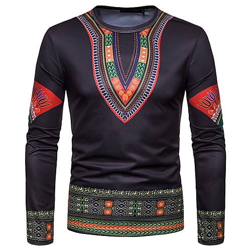 Men's Holiday Going out Vintage / Boho Cotton T-shirt - Tribal Print Black / Long Sleeve
Men's Holiday Going out Vintage / Boho Cotton T-shirt - Tribal Print Black / Long Sleeve