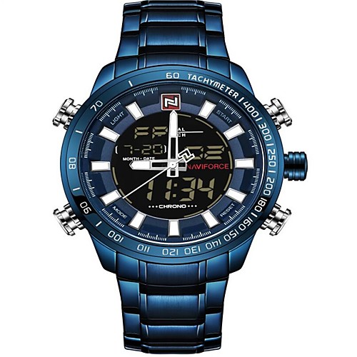 NAVIFORCE Men's Sport Watch Military Watch Japanese Japanese Quartz 30 m Water Resistant / Water Proof Alarm Calendar / date / day Stainless Steel Band Analog Digital Luxury Fashion Black / Blue
NAVIFORCE Men's Sport Watch Military Watch Japanese Japanese Quartz 30 m Water Resistant / Water Proof Alarm Calendar / date / day Stainless Steel Band Analog Digital Luxury Fashion Black / Blue
