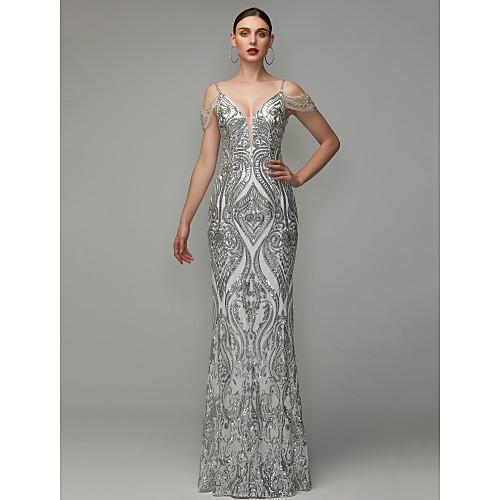 Sheath / Column V Neck Floor Length Sequined Prom / Formal Evening Dress with Beading / Sequins by TS Couture
Sheath / Column V Neck Floor Length Sequined Prom / Formal Evening Dress with Beading / Sequins by TS Couture