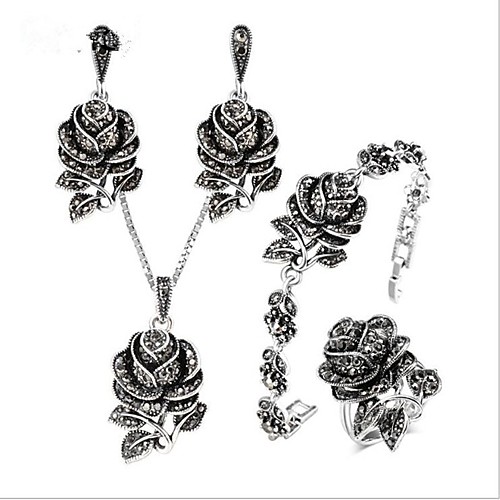 Women's AAA Cubic Zirconia Vintage Necklace Vintage Style Flower Ladies Vintage Titanium Steel S925 Sterling Silver Earrings Jewelry Gray For Wedding Daily Evening Party Masquerade Engagement Party
Women's AAA Cubic Zirconia Vintage Necklace Vintage Style Flower Ladies Vintage Titanium Steel S925 Sterling Silver Earrings Jewelry Gray For Wedding Daily Evening Party Masquerade Engagement Party