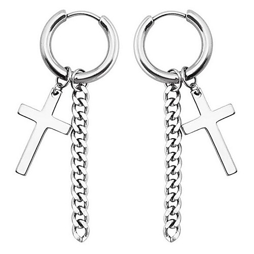 Men's Hoop Earrings Hanging Cross Earrings Cross Dangling Titanium Steel Earrings Jewelry Silver / Black / Black Feather For Daily 1 Pair
Men's Hoop Earrings Hanging Cross Earrings Cross Dangling Titanium Steel Earrings Jewelry Silver / Black / Black Feather For Daily 1 Pair