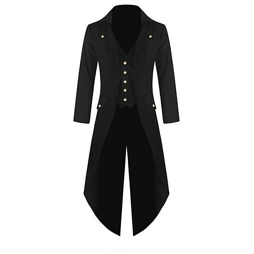 

Men's Daily Vintage Winter / Fall & Winter Plus Size Long Trench Coat, Solid Colored Fold-over Collar Long Sleeve Polyester Black / Red / Purple XXL / XXXL / 4XL