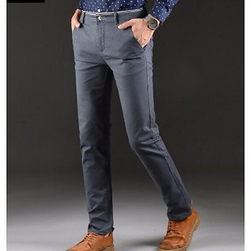 Муж. Тонкие Чино Брюки - Однотонный Светло-синий 
Муж. Тонкие Чино Брюки - Однотонный Светло-синий