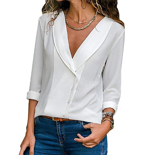 Women's Daily Wear Street chic / Elegant Blouse - Solid Colored Patchwork Black
Women's Daily Wear Street chic / Elegant Blouse - Solid Colored Patchwork Black