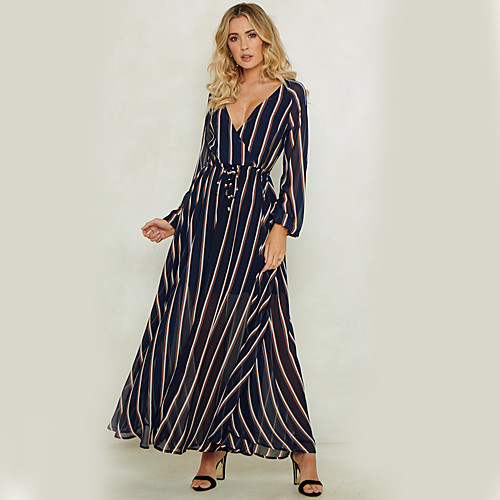 Women's Daily / Weekend Vintage Maxi Sheath Dress - Striped High Waist Deep V Fall Navy Blue M L XL / Sexy
Women's Daily / Weekend Vintage Maxi Sheath Dress - Striped High Waist Deep V Fall Navy Blue M L XL / Sexy