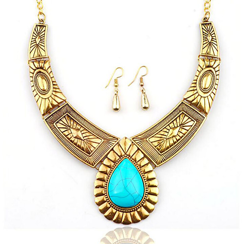 Women's Turquoise Vintage Style Jewelry Set Silver Plated, Gold Plated Ladies, Stylish, Unique Design, Oversized, western style Include Drop Earrings Statement Necklace Gold / Silver For Gift Night
Women's Turquoise Vintage Style Jewelry Set Silver Plated, Gold Plated Ladies, Stylish, Unique Design, Oversized, western style Include Drop Earrings Statement Necklace Gold / Silver For Gift Night