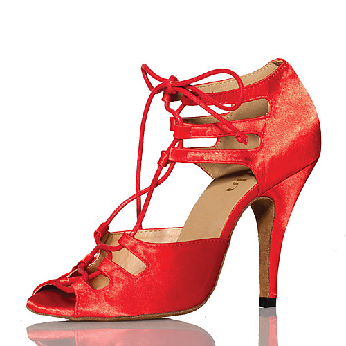 Women's Dance Shoes Satin Latin Shoes Splicing Heel Flared Heel Red / Performance / Practice
Women's Dance Shoes Satin Latin Shoes Splicing Heel Flared Heel Red / Performance / Practice