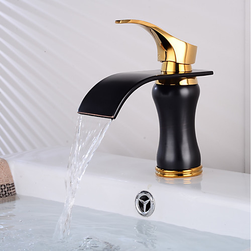 Bathroom Sink Faucet - Waterfall Gold / Black Centerset Single Handle One HoleBath Taps
Bathroom Sink Faucet - Waterfall Gold / Black Centerset Single Handle One HoleBath Taps