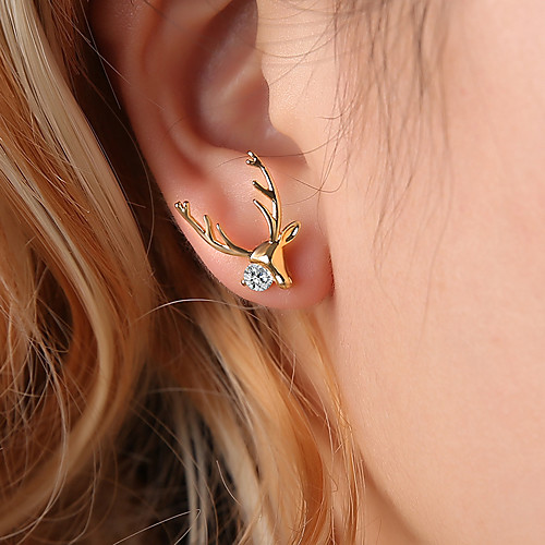 Women's AAA Cubic Zirconia Solitaire Stud Earrings Rhinestone Earrings Deer Ladies Sweet Fashion Cute Jewelry Gold / Silver For Christmas Festival 1 Pair
Women's AAA Cubic Zirconia Solitaire Stud Earrings Rhinestone Earrings Deer Ladies Sweet Fashion Cute Jewelry Gold / Silver For Christmas Festival 1 Pair