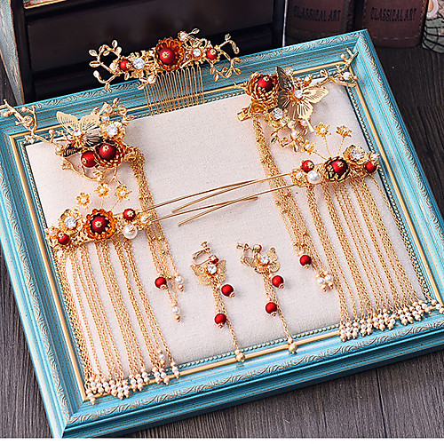 Women's Red Hair Sticks Vintage Style Gypsophila Ethnic Earrings Jewelry Gold For Wedding Party 1 set
Women's Red Hair Sticks Vintage Style Gypsophila Ethnic Earrings Jewelry Gold For Wedding Party 1 set