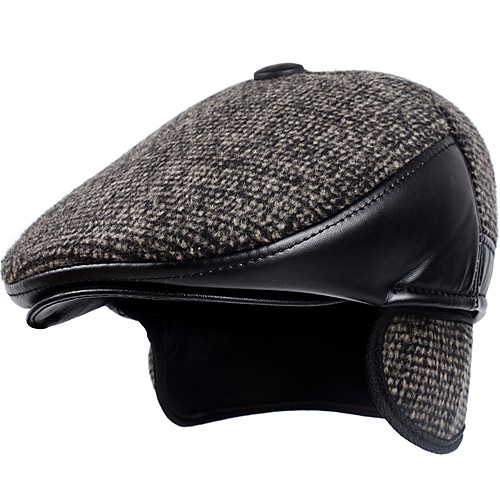 

Men's Basic Polyester Beanie / Slouchy Beret Hat Bowler / Cloche Hat-Print Fall Winter Brown Black