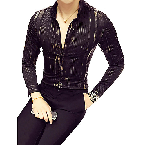 Men's Party Daily Club Cotton Slim Shirt - Striped Print Classic Collar Black L / Long Sleeve
Men's Party Daily Club Cotton Slim Shirt - Striped Print Classic Collar Black L / Long Sleeve