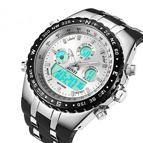 Men's Sport Watch Digital Watch Digital Oversized Silicone Black Water Resistant / Waterproof Dual Time Zones Noctilucent Analog Digital Casual Fashion - White Black / Large Dial
Men's Sport Watch Digital Watch Digital Oversized Silicone Black Water Resistant / Waterproof Dual Time Zones Noctilucent Analog Digital Casual Fashion - White Black / Large Dial
