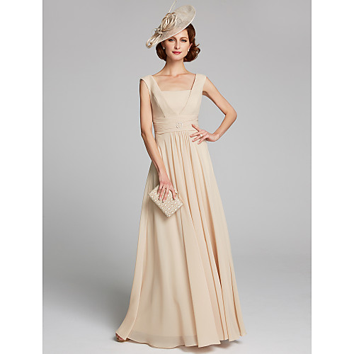 A-Line Square Neck Floor Length Chiffon Mother of the Bride Dress with Crystal Brooch / Pleats by LAN TING BRIDE
A-Line Square Neck Floor Length Chiffon Mother of the Bride Dress with Crystal Brooch / Pleats by LAN TING BRIDE