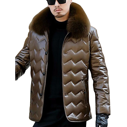 Men's Work Street chic / Punk & Gothic Winter Long Leather Jacket, Solid Colored / Striped Rolled collar Long Sleeve Faux Fur / PU Brown / Green / Black
Men's Work Street chic / Punk & Gothic Winter Long Leather Jacket, Solid Colored / Striped Rolled collar Long Sleeve Faux Fur / PU Brown / Green / Black