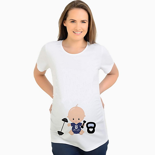 Women's Daily Street chic Maternity T-shirt - Cartoon White 
Women's Daily Street chic Maternity T-shirt - Cartoon White