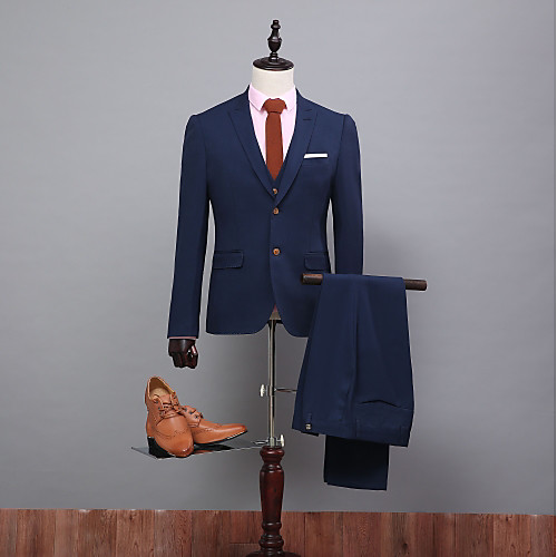 Solid Colored Standard Fit Polyester Suit - Peak Single Breasted Two-buttons / Suits
Solid Colored Standard Fit Polyester Suit - Peak Single Breasted Two-buttons / Suits