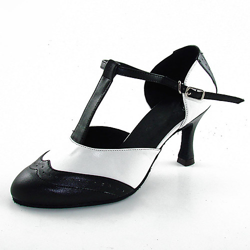 Women's Dance Shoes Leather Modern Shoes Splicing Heel / Sneaker Slim High Heel Customizable Black / White / Performance 
Women's Dance Shoes Leather Modern Shoes Splicing Heel / Sneaker Slim High Heel Customizable Black / White / Performance