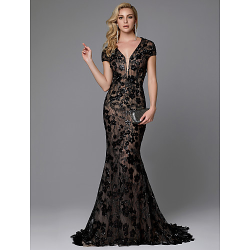 Mermaid / Trumpet Y Neck Sweep / Brush Train Tulle / Sequined See Through Formal Evening Dress with Sequin by TS Couture
Mermaid / Trumpet Y Neck Sweep / Brush Train Tulle / Sequined See Through Formal Evening Dress with Sequin by TS Couture