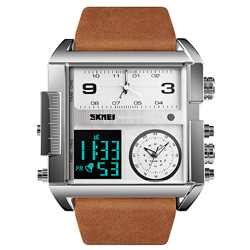 SKMEI Men's Sport Watch Military Watch Digital Watch Digital Genuine Leather Black / Brown 30 m Water Resistant / Waterproof Alarm Calendar / date / day Analog - Digital Luxury Fashion - Black / Gray
SKMEI Men's Sport Watch Military Watch Digital Watch Digital Genuine Leather Black / Brown 30 m Water Resistant / Waterproof Alarm Calendar / date / day Analog - Digital Luxury Fashion - Black / Gray
