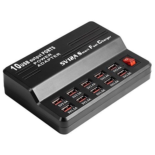 

Зарядное устройство USB SR-1014L 10 Настольная зарядная станция С коммутатором (а) / С интеллектуальной идентификацией / С быстрой зарядкой 2.0 USB Адаптер зарядки
