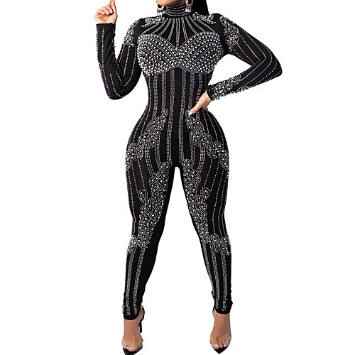 Exotic Dancewear Nightclub Jumpsuits / Clubwear / Club Costume Women's Training / Performance Polyester Beading / Pearls Long Sleeve High Leotard / Onesie
Exotic Dancewear Nightclub Jumpsuits / Clubwear / Club Costume Women's Training / Performance Polyester Beading / Pearls Long Sleeve High Leotard / Onesie